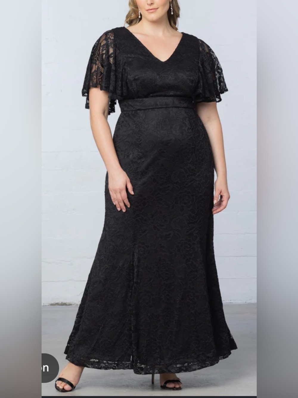 Kiyonna Black Lace Full length Dress 1X
